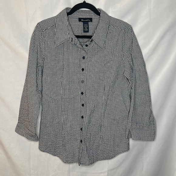 DENIM&CO VINTAGE GINGHAM BUTTON DOWN (M) - Picture 1 of 7
